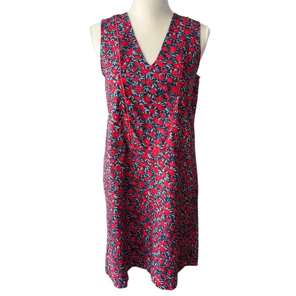 Mata Traders Sleeveless Dress Women's Sz Small 100% Cotton Red & Blue Floral NEW - Picture 1 of 11